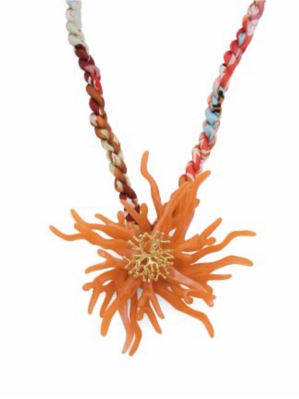 NWT ⚜️🧡⚜️ NAKAMOL Orange Shell Flower Scarf Necklace